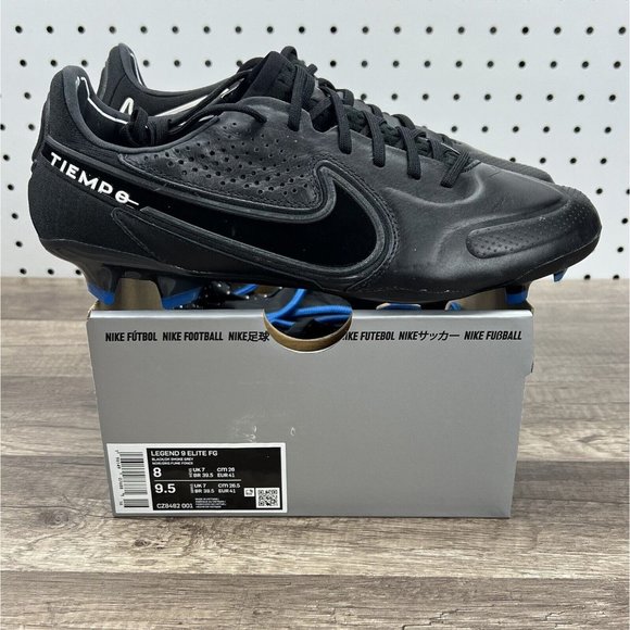 Nike Legend 9 Elite FG Black Blue Soccer Cleats Shoes CZ8482-001) Men's Size 8